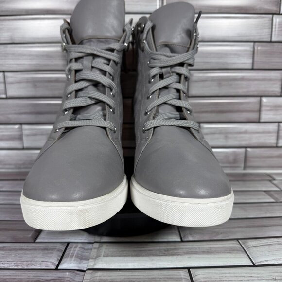 Linea Paola Women's Grey Leather Fiji Lace Up Wedge Sneakers Shoes Size 11 - Picture 3 of 10